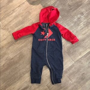 🐝2 for $20🐝Converse Navy and Red Hooded Baby One-Piece